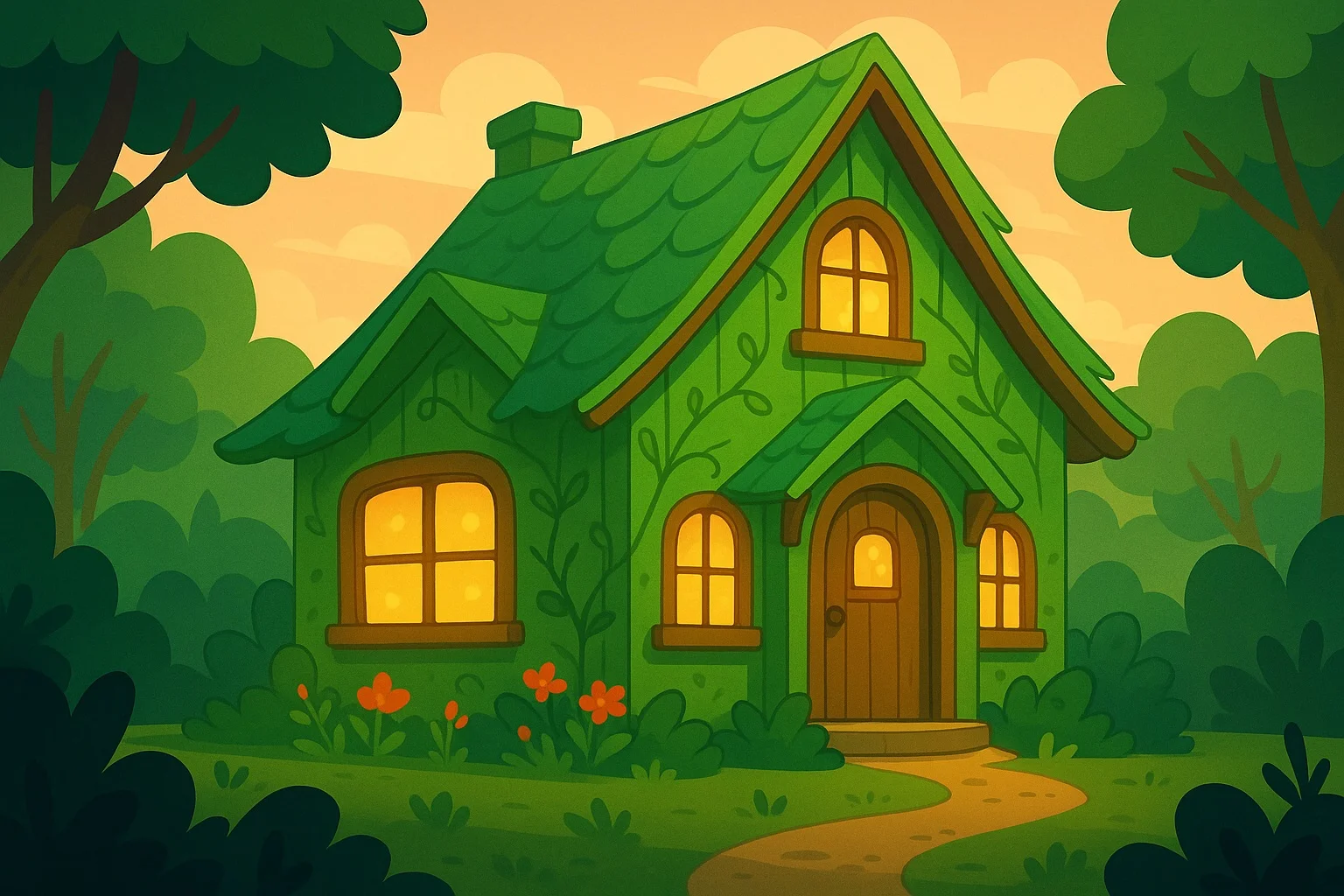 The Secret of the Shimmering Green House – A Magical Adventure Story for Kids